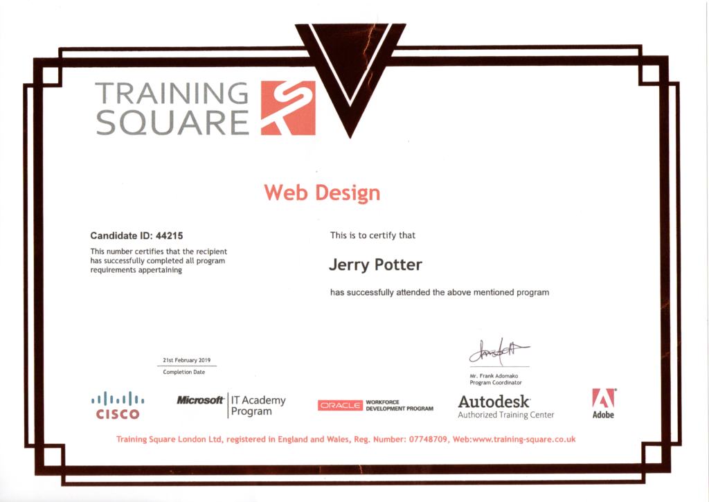 Image of Web Designer Certificate of Competence