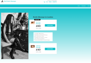 Screenshot of web design for massage parlours